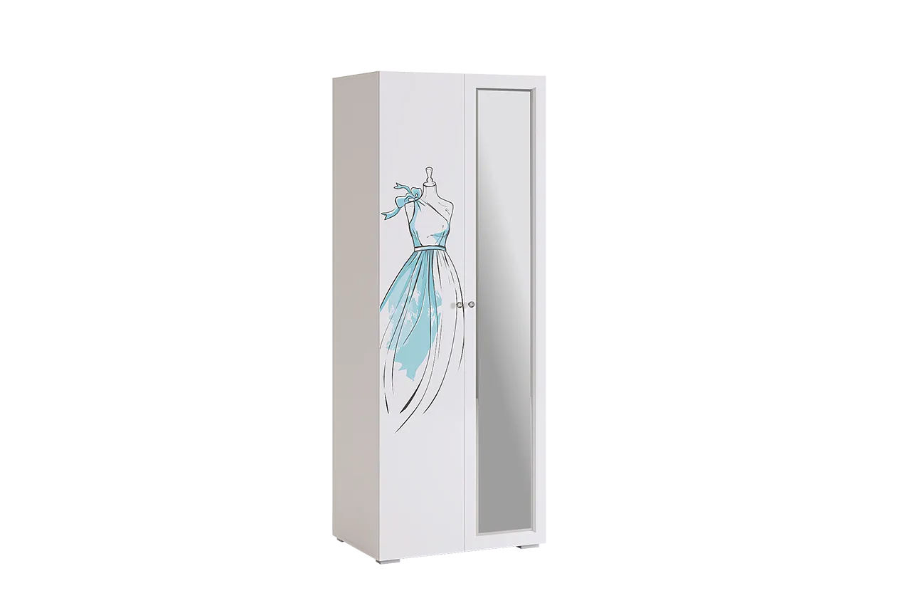 Гламур Шкаф 2-створчатый (белый/белый глянец)