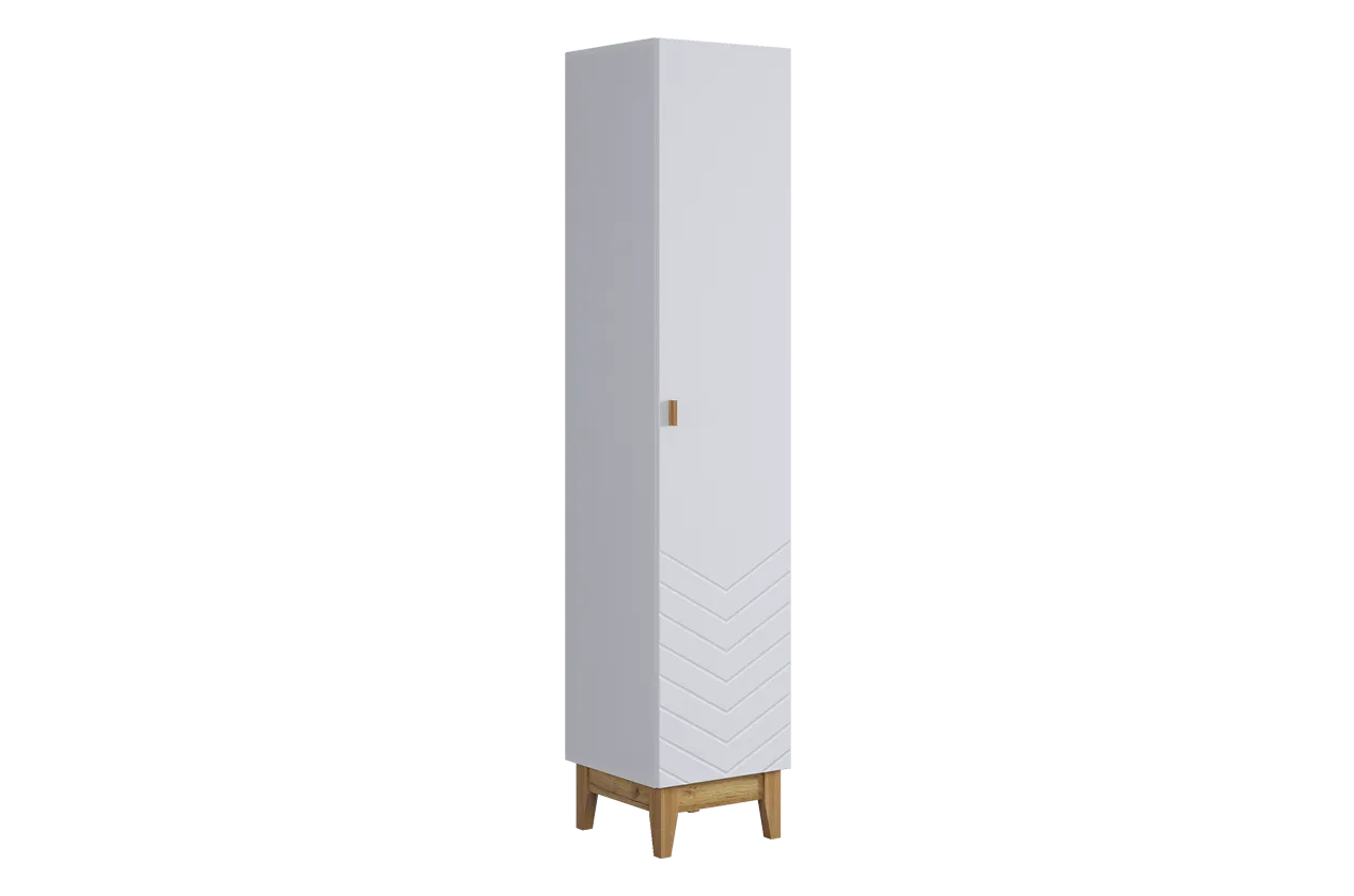 Шкаф однодверный Хюгге (правый) (белое дерево/дуб крафт золотой/белый матовый)