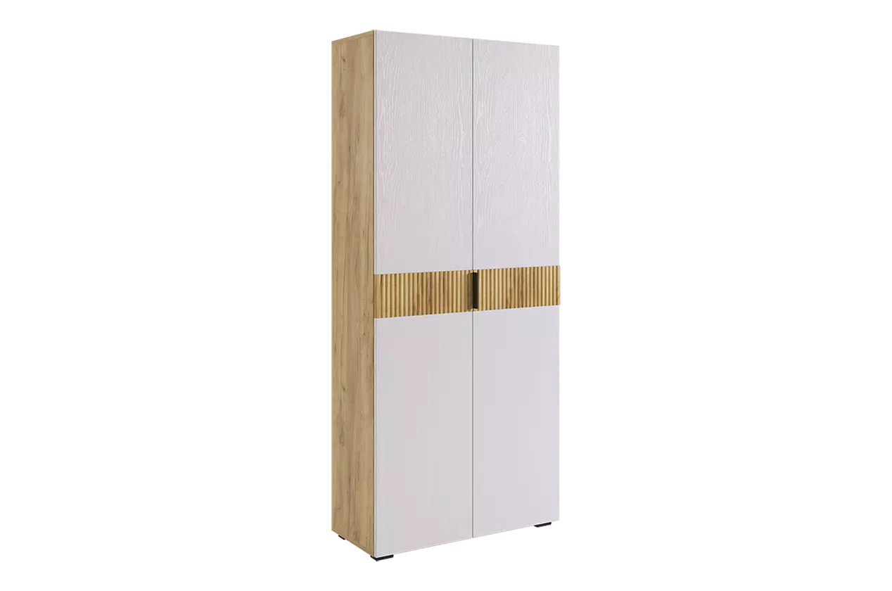 Бери Шкаф двухдверный (дуб крафт золотой/белое дерево)